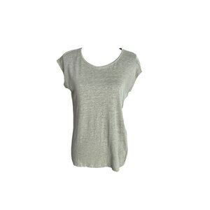 Tahari Women's Sage Cap Sleeve 100% Linen Button-Back Top Size S